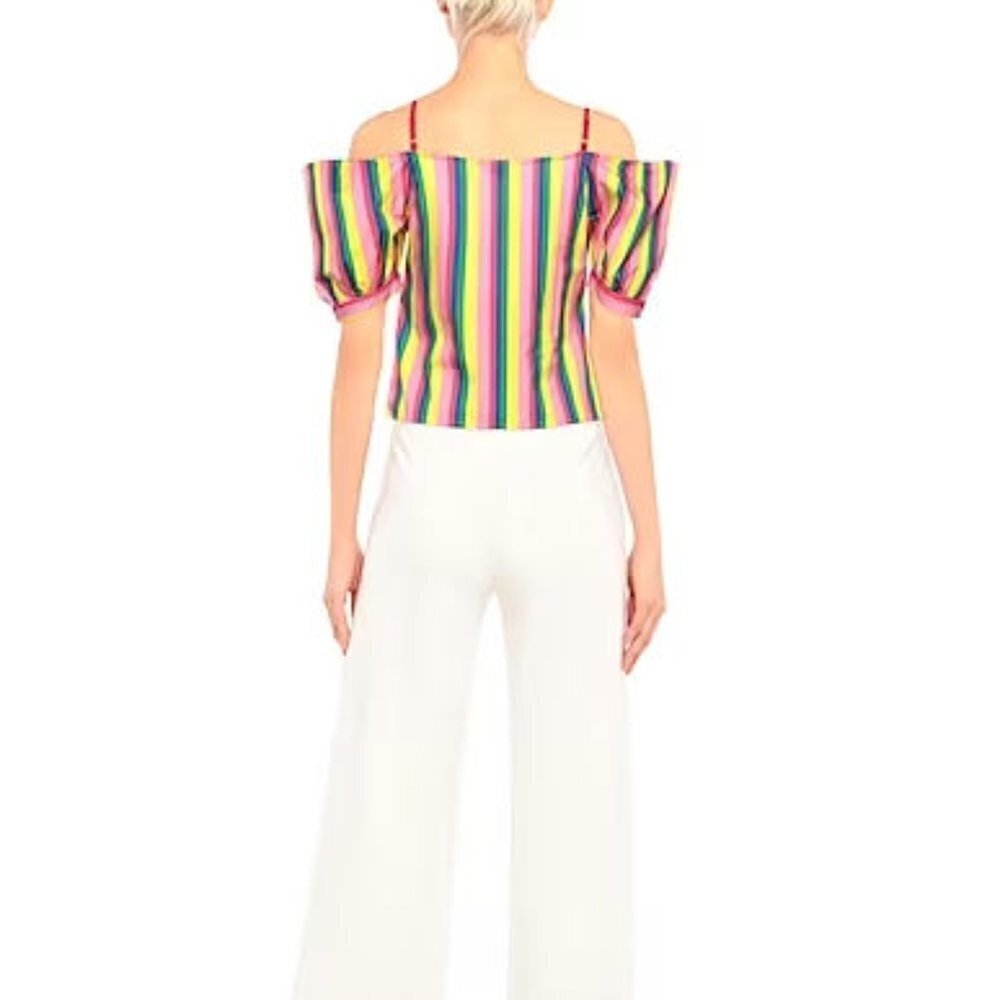 Staud Multi-Coloured Striped Ruby Top Size: S - B… - image 4